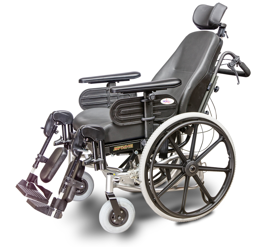 EV Rider Heartway Spring Lightweight Tilt-in-Space Reclining Wheelchair with Elevating Legrests